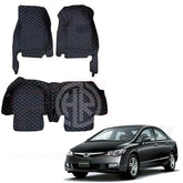 Honda Civic Reborn 7D Floor Mats (2006-11) Premium Black Luxury Mats